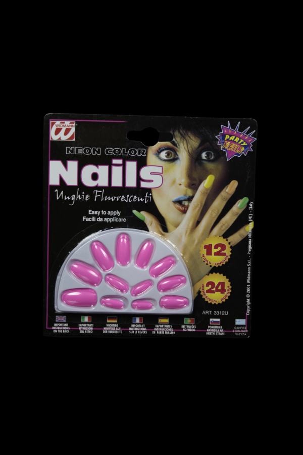 faux ongles rose fluo néon